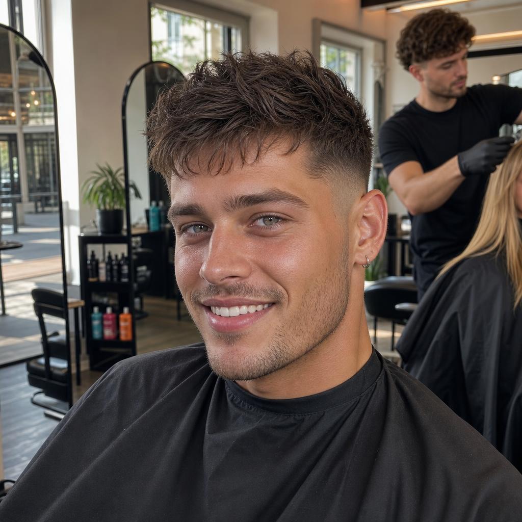 Textured crop met skin fade — herenkapsel bij Yensi Style
